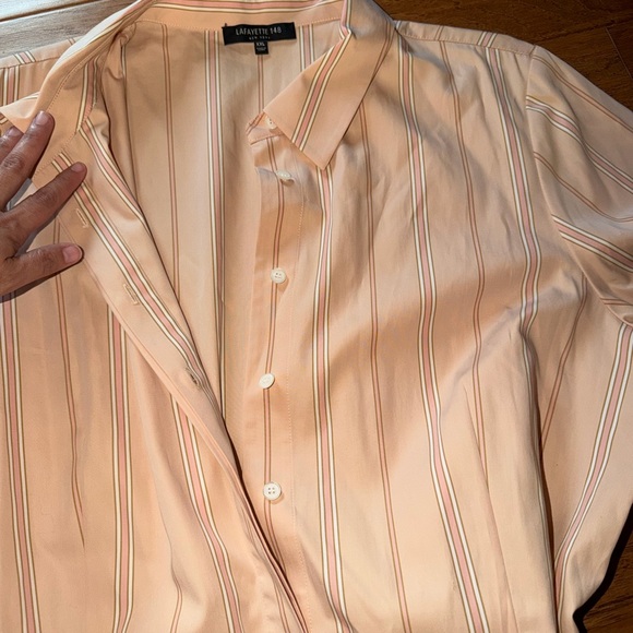 Lafayette 148 New York Pale Pink Striped Midi Shirt Dress summer dress - Picture 4 of 12